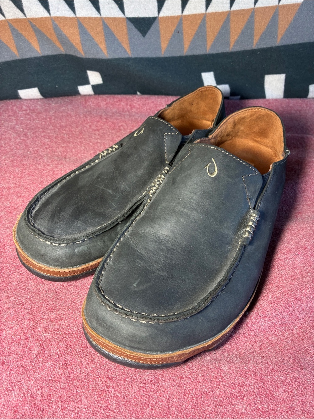Olukai Moloa Leather Slide Ons View 3